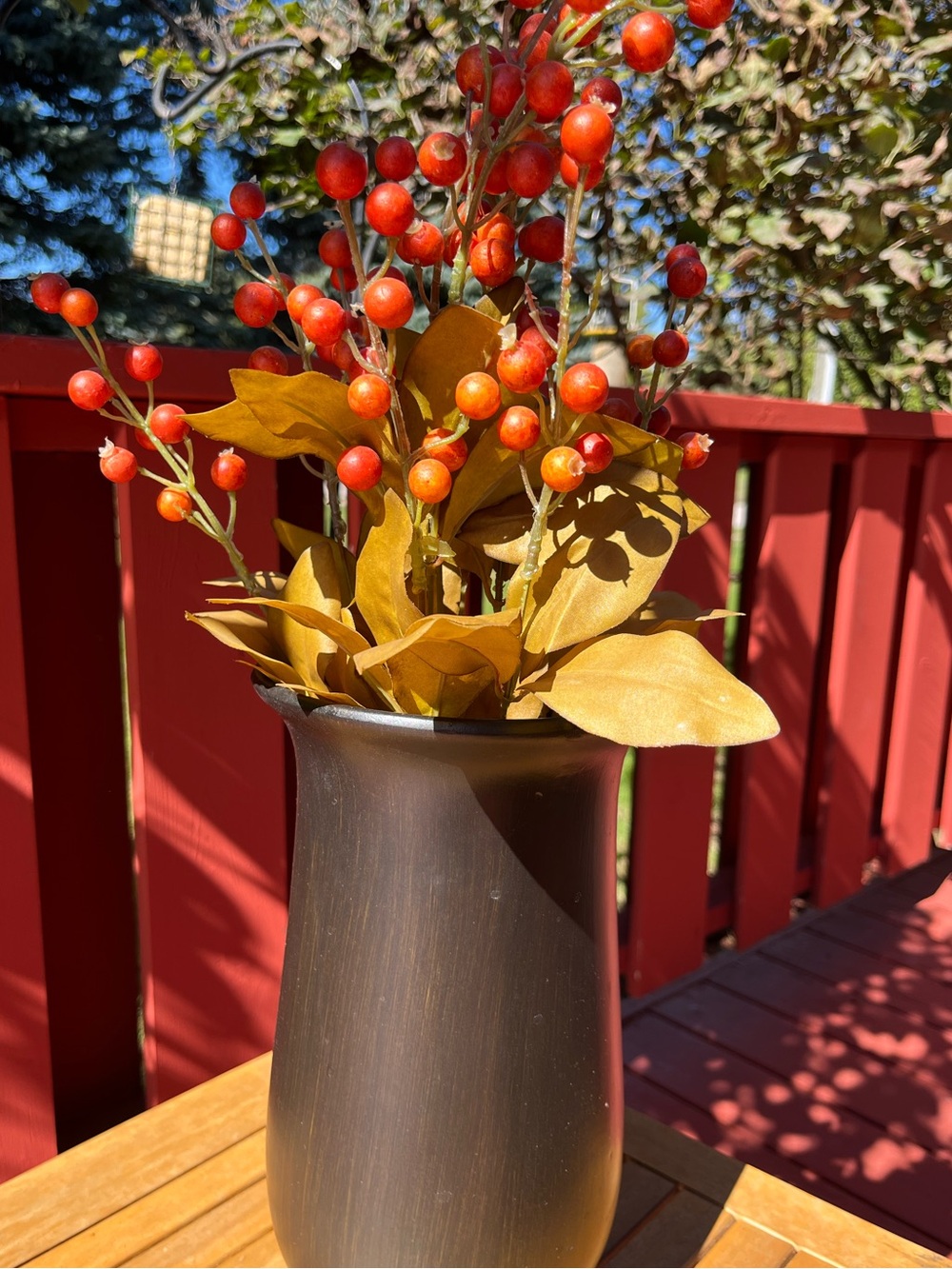 Decorative Fall Berry Stem Arrangement in Orange and Gold